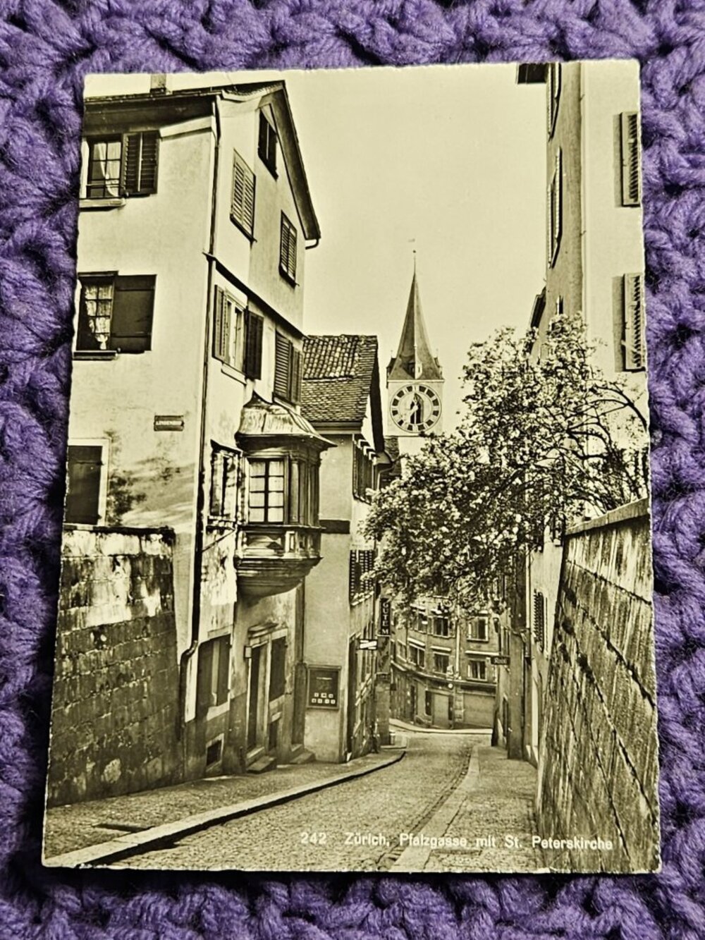 Zurich Pfalzgasse mit St Peterskirche Postcard